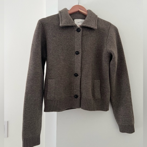 LISA YANG Lynna cashmere cardigan in Truffle Size 1 - Picture 3 of 8